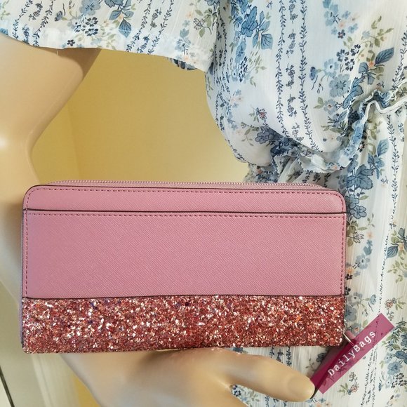 KATE SPADE NEDA GLITTER GRETA COURT PEONY WALLET - Picture 3 of 6